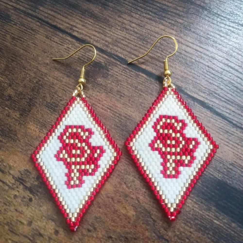 Handmade 49ers Beaded Earrings